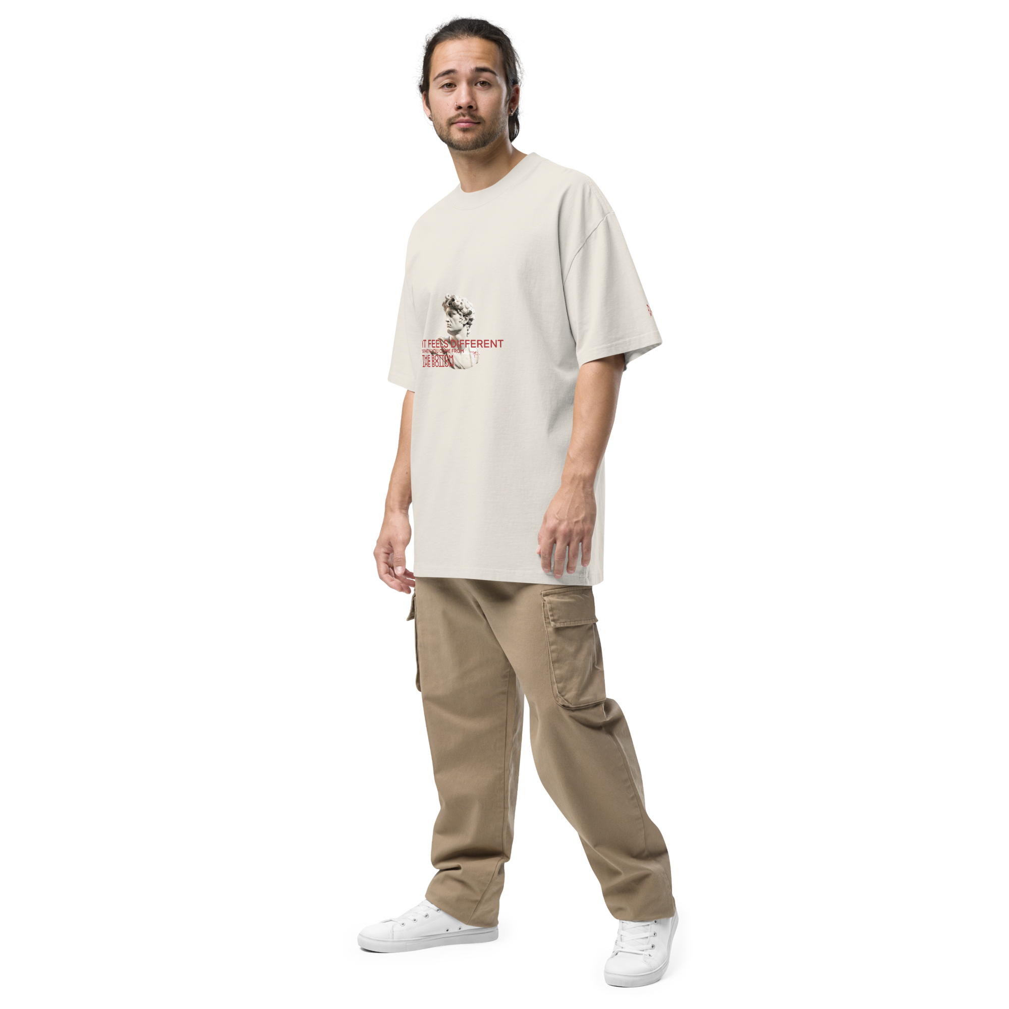 Oversized faded t-shirt * Message*  It Feels Different When You Come From The Bottom