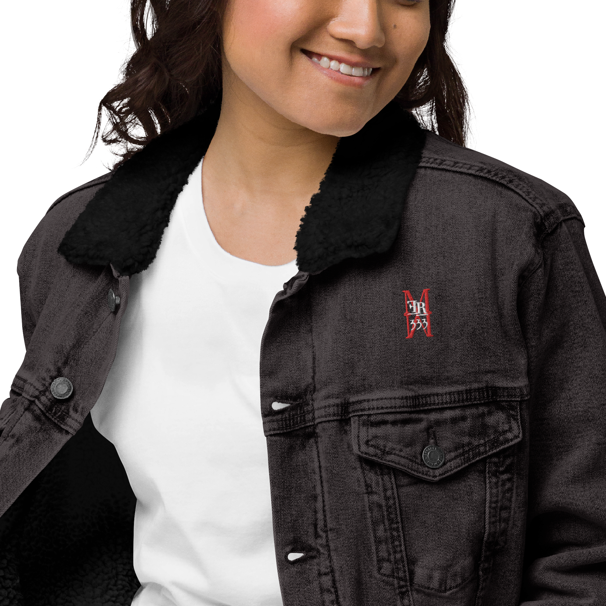 Jaqueta feminina de jeans com forro de sherpa