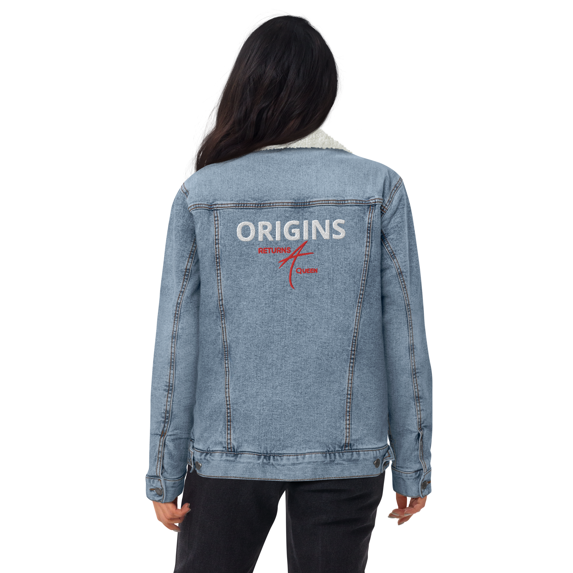 Jaqueta feminina de jeans com forro de sherpa